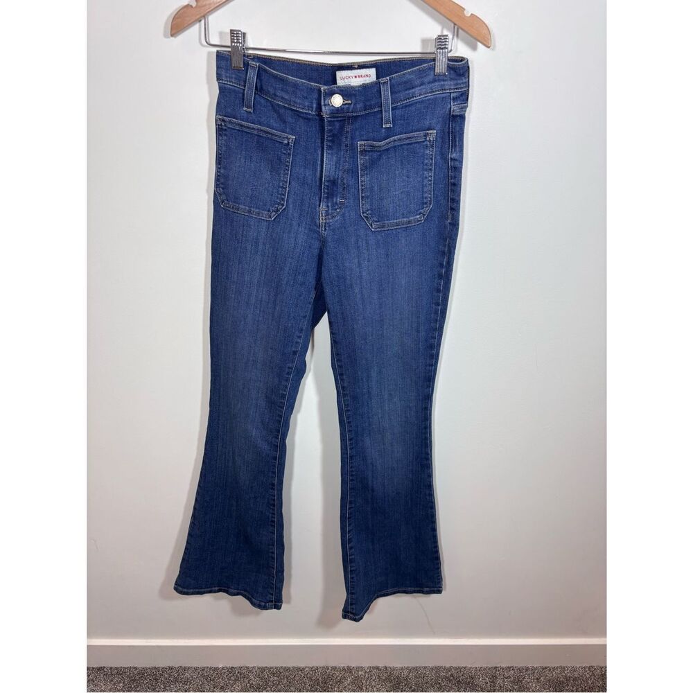 Lucky Brand Stevie High Rise Flare Jean Patch Pocket Medium Wash 4/27 Regular